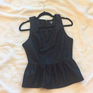 Black Textured Peplum Top